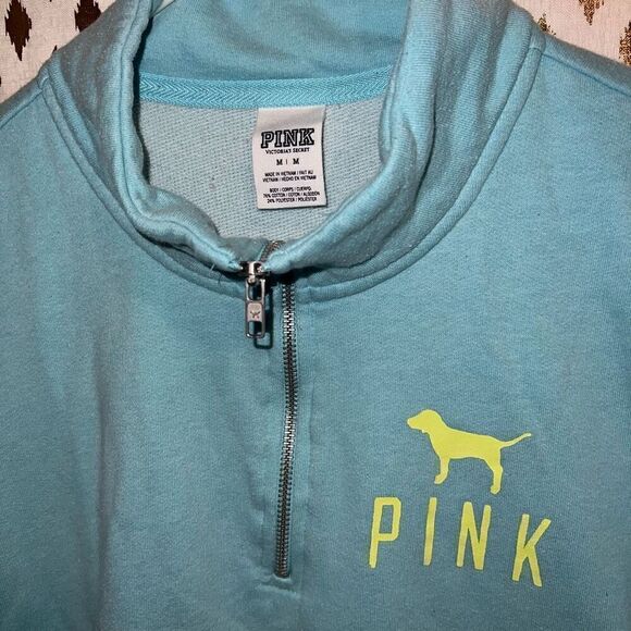 Victoria's Secret PINK Half-Zip Light Blue Terrycloth Pull-Over size M - Picture 5 of 5